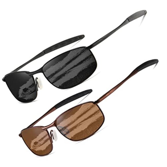 Retro Rectangle Polarized Sunglasses with Metal Frame, UV400 Protection Mens Polarized Sunglasses SA106 Polarized Retro Sunglasses  main image 4